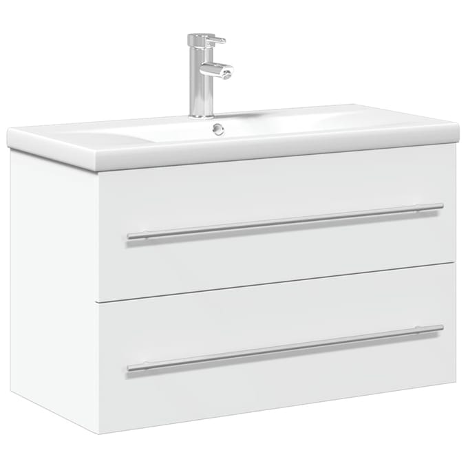 vidaXL - Wastafelkast - met - ingebouwde - wasbak - wit