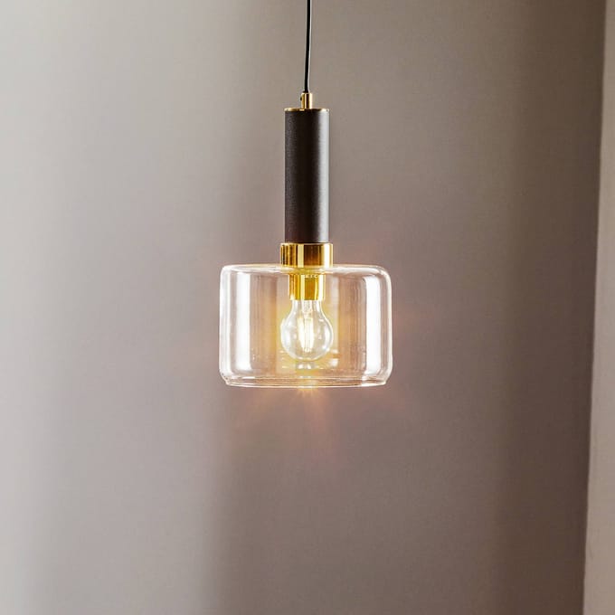 Moderne VANES hanglamp met glazen kap - Zwart/Messing