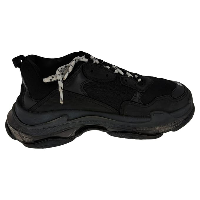 Balenciaga Triple S Heldere Zool Sneakers in Zwart Polyester