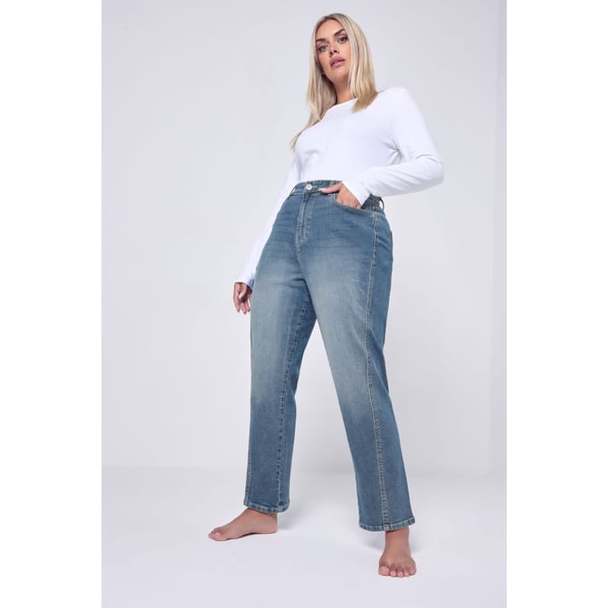 Yours Mid Blue Carrot Leg Jeans Size 48