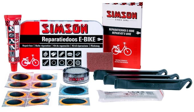 reparatiedoos E-bike aluminium rood/wit 14-delig