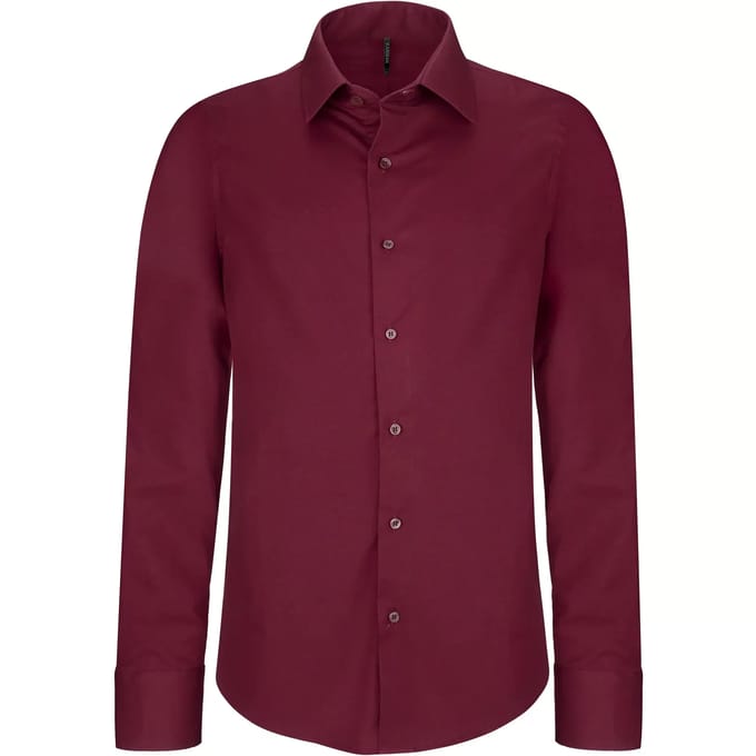Kariban Heren stretch overhemd lange mouwen K529 - Wine - 3XL