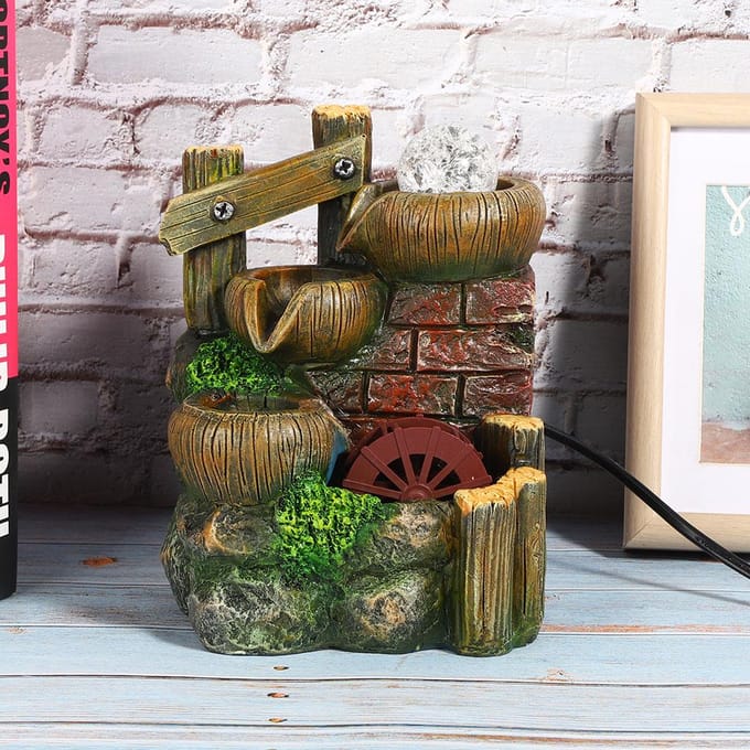Hars Desktop Fontein Stromend Water Ornament Huis Kantoor Tafeldecoratie black