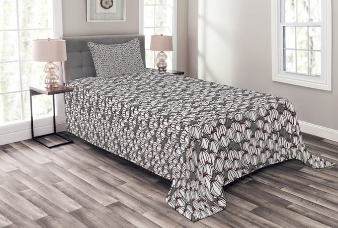 ABAKUHAUS Dagdeken-set – Botanische papaverkapsels – 170x220 cm – grijs