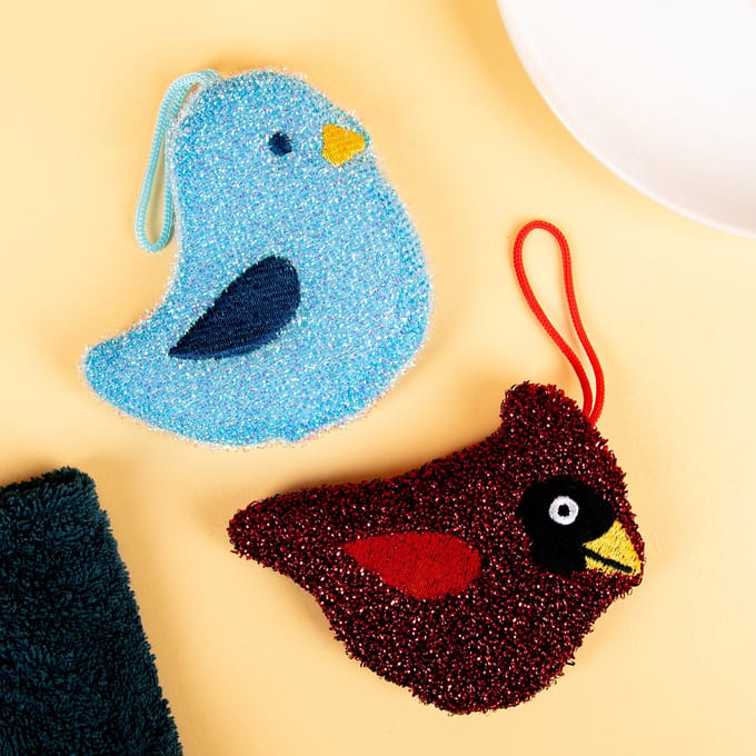 Kikkerland Dier afwassponsjes - Vogels (set van 2)