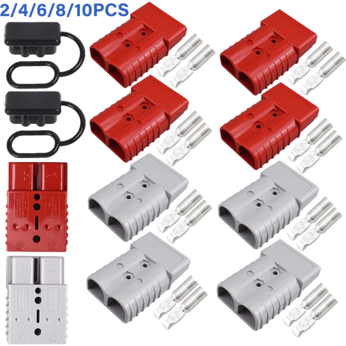 NONE 2/4/6PCS 50A 120A 175A 350A Batterij Opladen Connector 600V Hoge Stroom Quick Power plug voor Elektrische Auto Batterij, Zonnekabel 2PCS red 350A