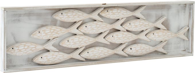 J-Line decoratie Wandobject - polyresin - witkalk/mdf - naturel