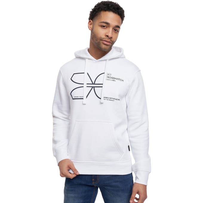 Crosshatch Heren Cutups Hoodie (Wit)