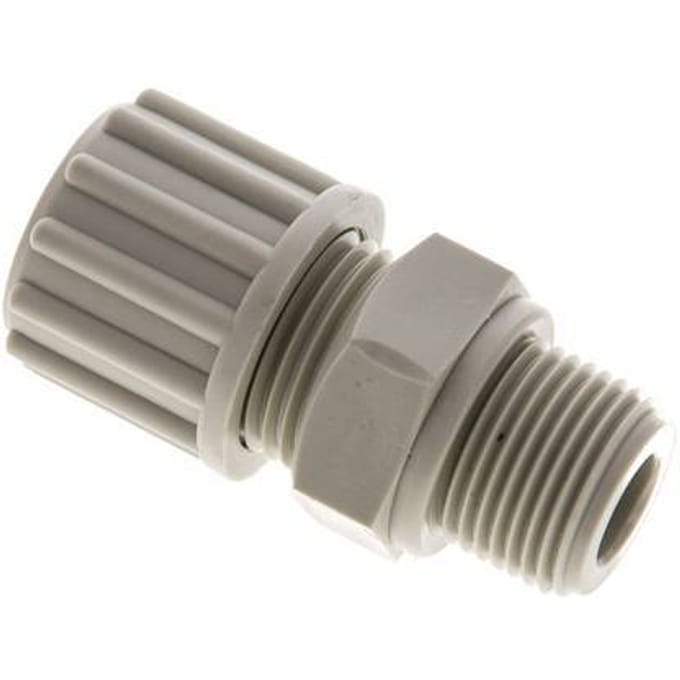 12x6mm & G3/8'' PP Rechte Knelfitting Buitendraad 10bar Kunststof en Polyamide