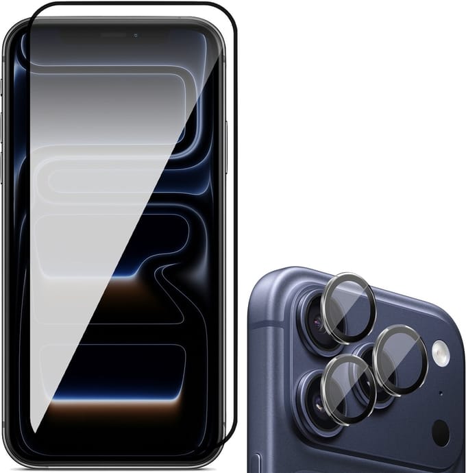 Screenprotector & Camera Protector geschikt voor iPhone 17 Pro - Volledig Dekkend Glas