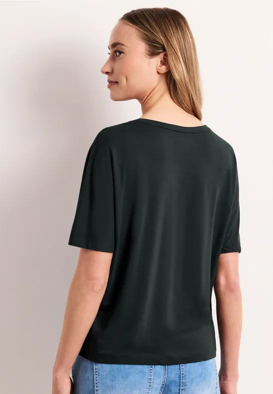 Shirt met ronde hals in effen kleur