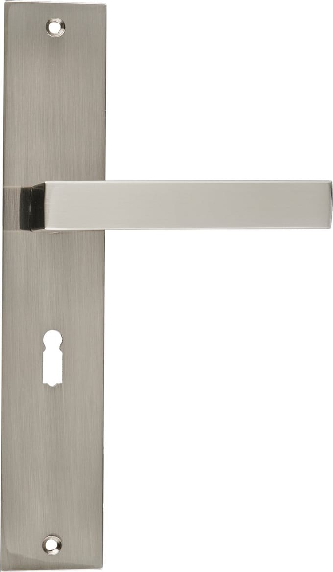 Ostiumhome® - Deurbeslag- Deurklink op schild met Sleutelgat 56mm - RVS Zilver - Grado