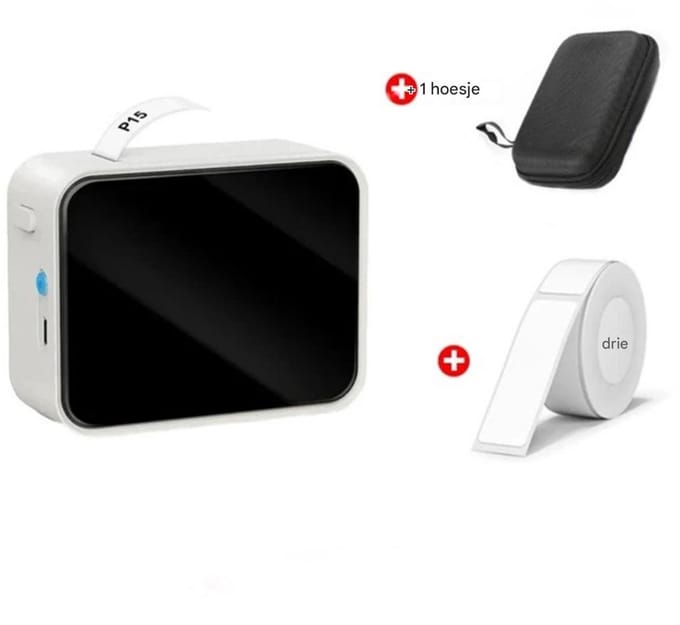 GELLDG Labelprinter - P15 Bluetooth-labelprinter - Zelfklevend - Oplaadbare labelprinter - Compatibel met iOS en Android - Geschikt voor thuis, school en kantoor - Wit