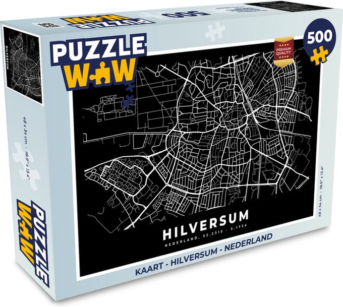 Puzzel Kaart - Hilversum - Nederland - Legpuzzel - Puzzel 500 stukjes