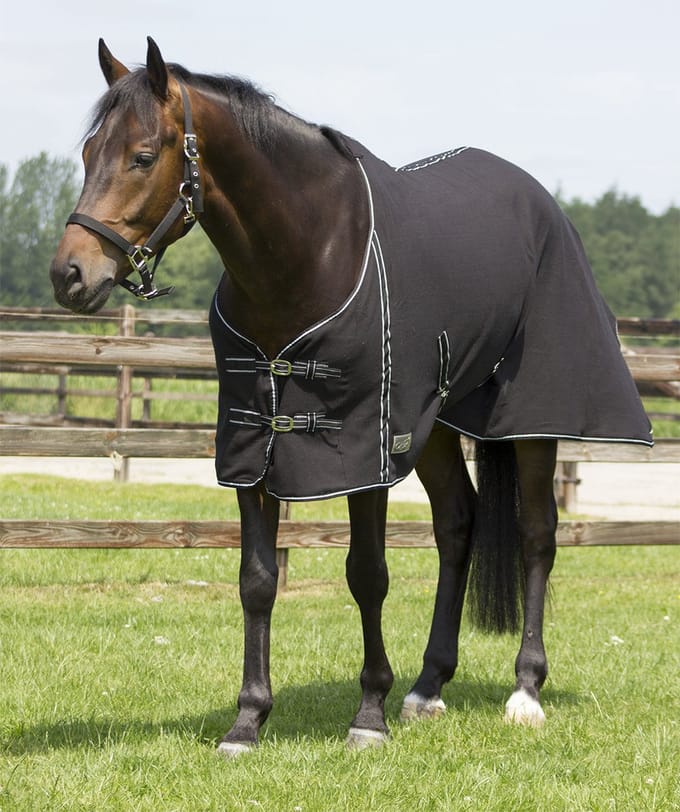 QHP Fleecedeken New Basic met kruissingels - maat 125/165 - black