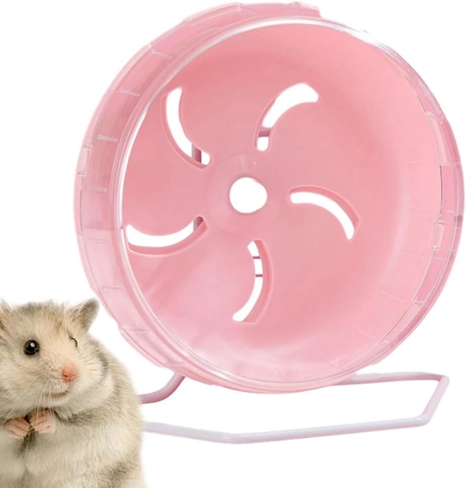 Hamster Wiel - Loopwiel Dier - Actieve Beweging - Geruisloos Ontwerp - 14 cm Diameter - Roze