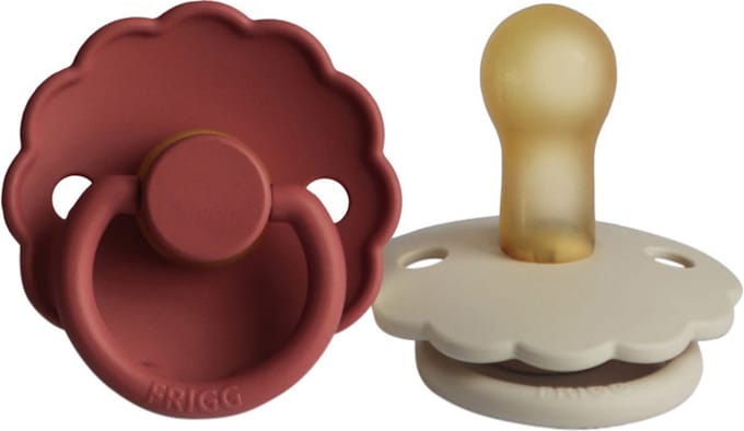 FRIGG Daisy Fopspeen Baked Clay / Cream 0-6 Mnd 2 Stuks