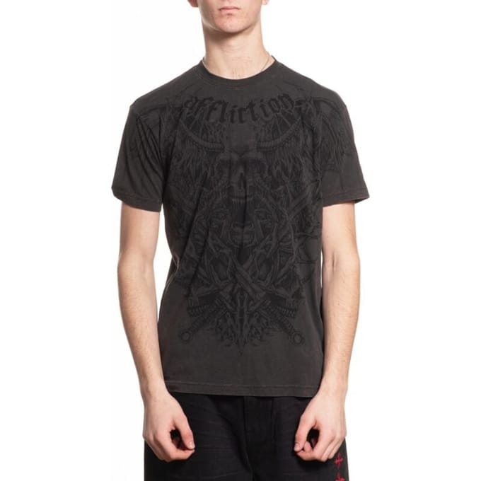 Affliction T-shirt - Tortured S/S Tee - XL - voor Mannen - zwart