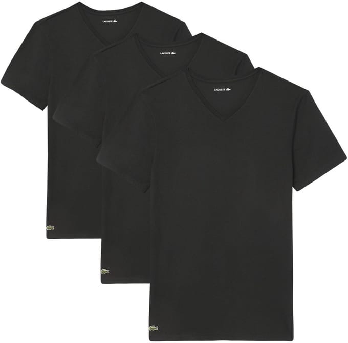 Lacoste heren 3P V-hals shirts basic zwart