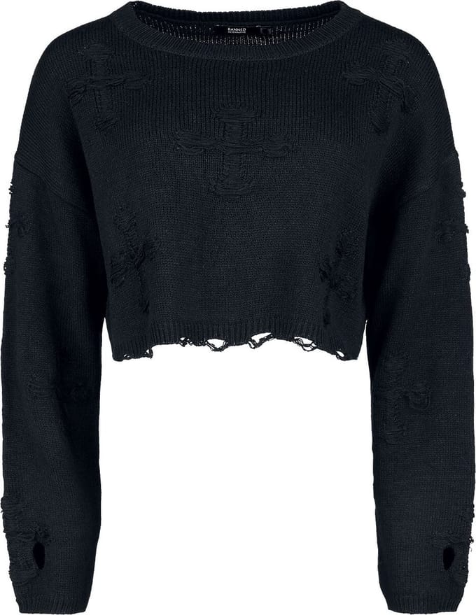 Banned Gebreide trui - Onyx Bow Jumper - S tot 4XL - voor Vrouwen - zwart