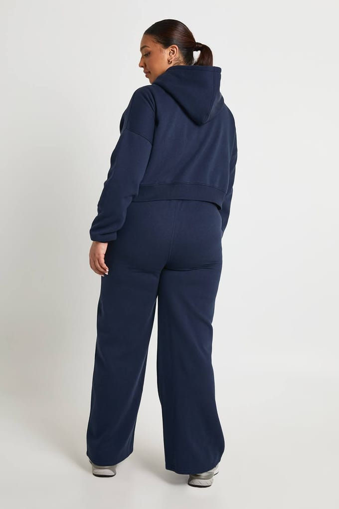 boohoo Dames Plus Joggingbroek met Wijde Pijpen | Navy | Maat: 20