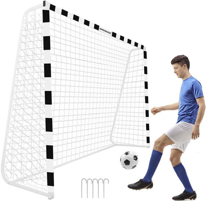Springos Voetbaldoel | Staal | Voetbal | Trainen | 300 x 200 | Zwart/Wit