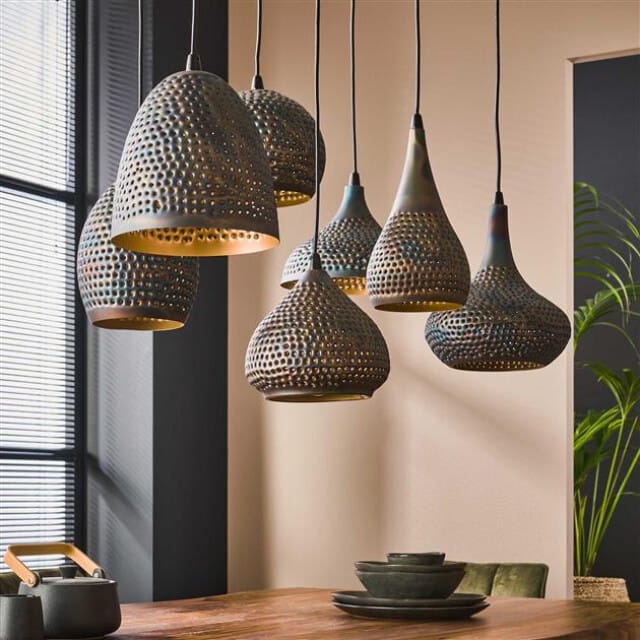 Hoyz - Hanglamp 4+3 Punch Mix - 7 lichtpunten - Zwart bruin