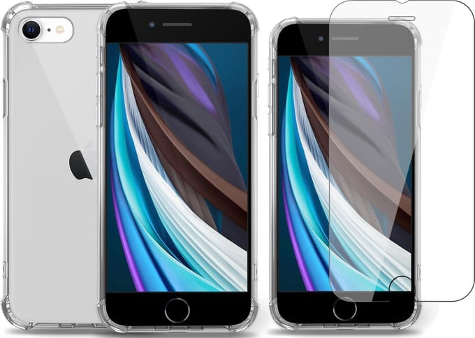 Hoesje geschikt voor iPhone SE 2020 / 8 / 7 Shockline Case Cover Hoes - Screenprotector Glas Tempered Glass Screen Protector