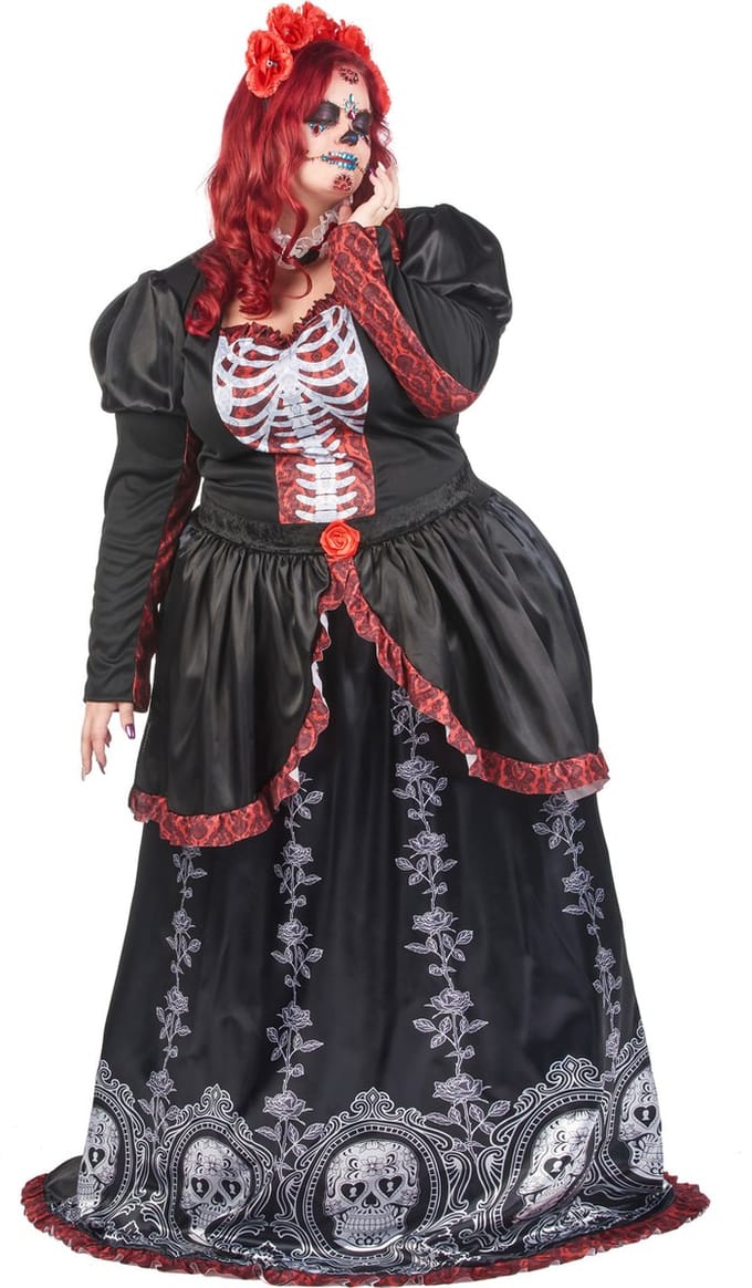 Vegaoo - Dia de los muertos lange dameskostuum in grote maten
