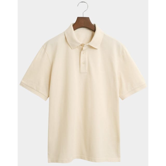 Gant Polo Classic Piqué Sunfaded Short Sleeve Ivory White / male