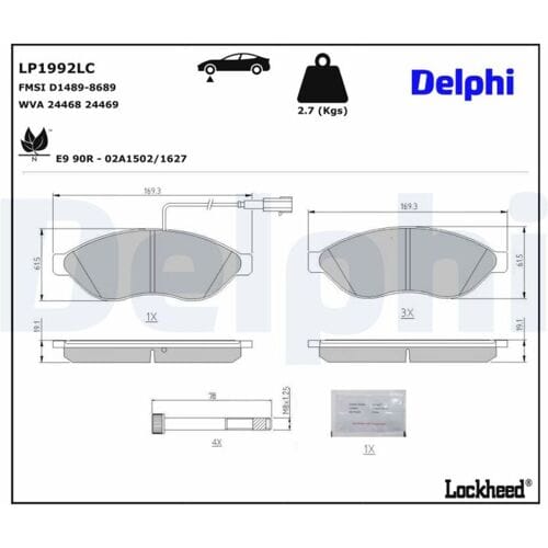 Remblokkenset, schijfrem DELPHI LP1992LC