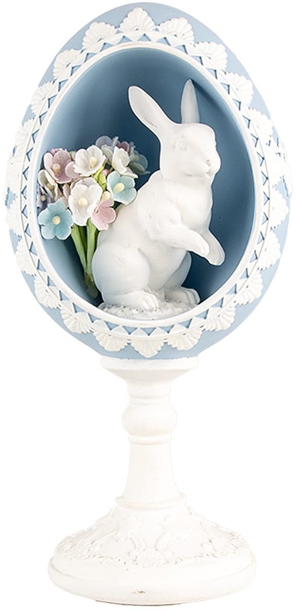 Clayre & Eef Decoratie Beeld Ei 11x9x21 cm Blauw Kunststof