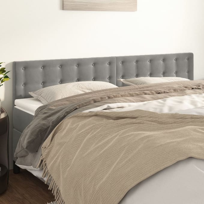 vidaXL - Hoofdborden - 200x5x78/88 - cm - fluweel - lichtgrijs
