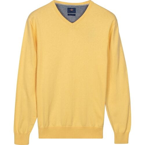 Baileys Trui Solid Color V-Neck Cotton Single Knit Maisgeel / male
