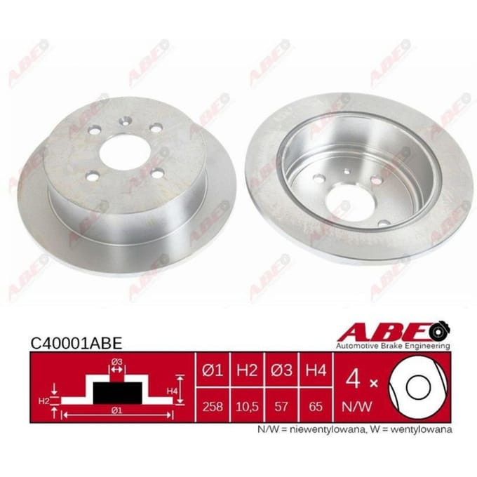 Remschijf ABE C40001 achter, volledig, 1 Stuk