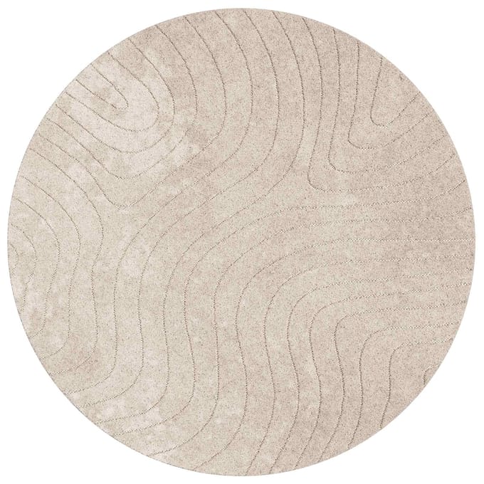vidaXL - Binnen- - en - buitenkleed - PALMERAS - Beige - Ø - 120 - CM - Polyester