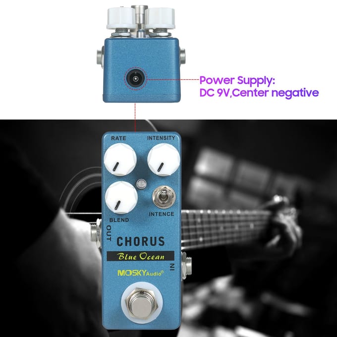 MOSKYaudio Blue Ocean Chorus Gitaar Effectpedaal Chorus/True Bypass Rate + Blend + Intensiteit + blauw
