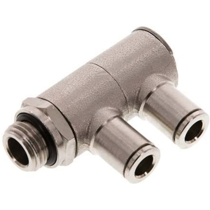 6mm x G1/4'' 2-way Manifold Messing Insteekfitting Buitendraad Draaibaar NBR