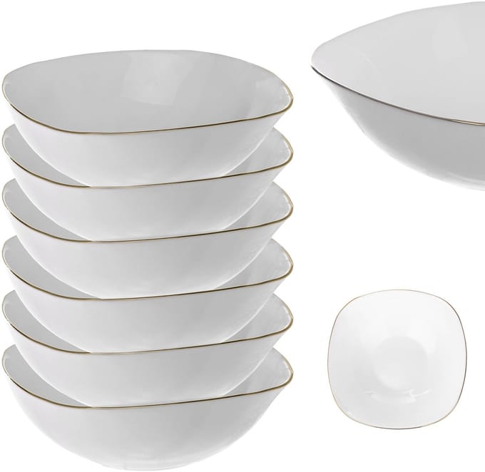 KADAX Slakom 19cm Glazen Kommen voor Soep Snacks Set Wit 6 st