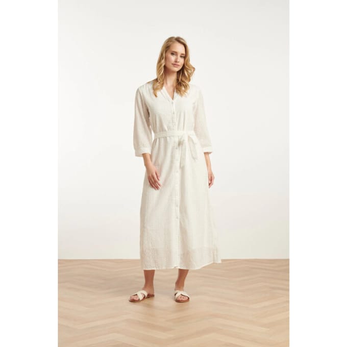 Smashed Lemon 25146 witte midi broderie anglaise jurk met