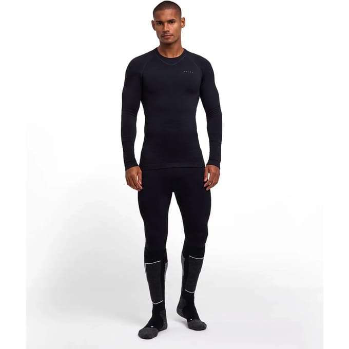 FALKE Maximum Warm Round Neck sneldrogend functioneel materiaal functioneel shirt met lange mouwen heren zwart - maat S