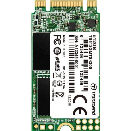 Transcend 430S 512 GB SATA M.2 SSD 2242 harde schijf M.2 SATA 6 Gb/s Retail TS512GMTS430S