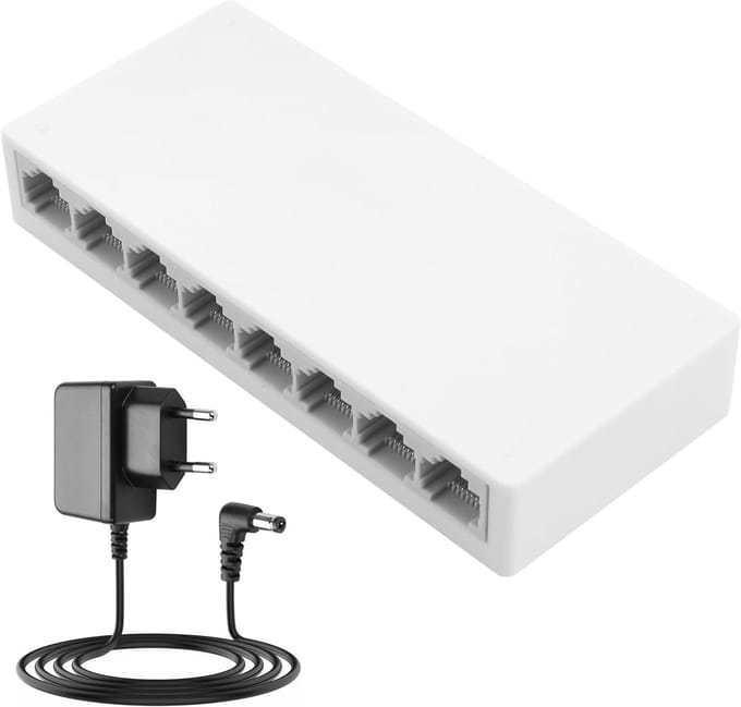 Netwerk Switch - LAN Splitter Hub - Internet Verdelen - Plug and Play - 8 Poorten - Wit