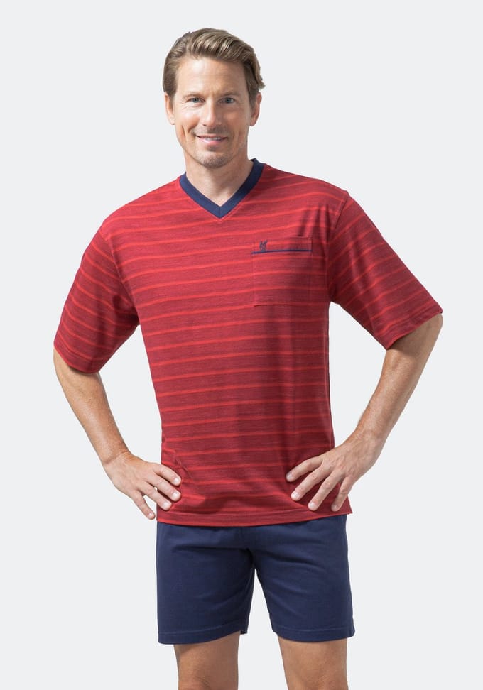 Rode heren shortama met strepen Hajo - Rood - Maat - 48