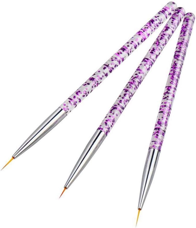 DW4Trading Nail Art Penselen - Glitter Paars - Set van 3 Stuks
