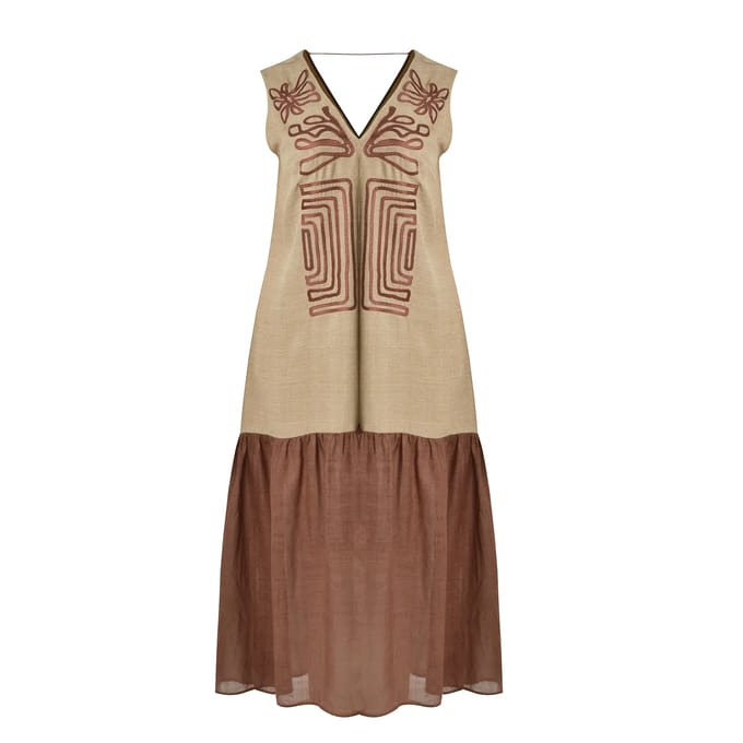 Mouwloze linnen jurk dames Mat Fashion