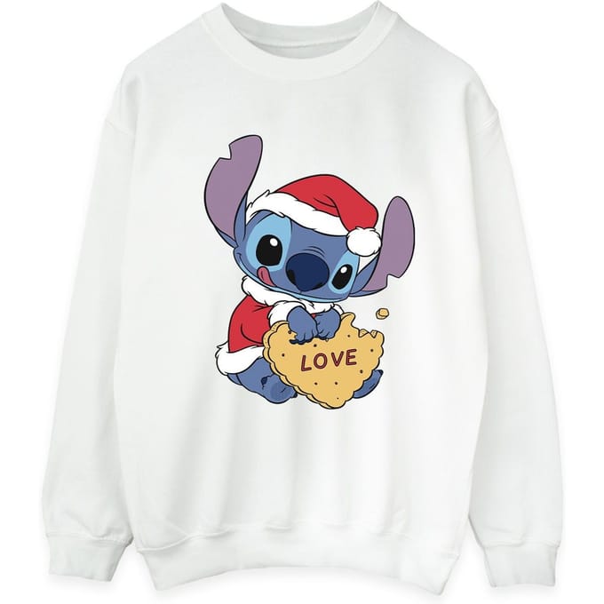 Disney Heren Lilo And Stitch Kerstmis Love Biscuit Sweatshirt (Wit)