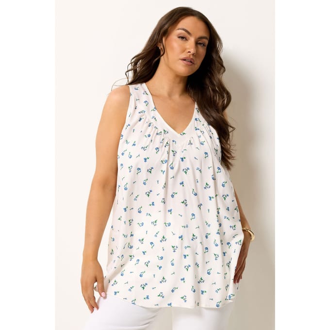 Yours Witte Top Met Bloemenprint Size 50-52