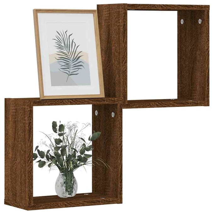 vidaXL - Wandrekken - kubus - 2 - st - 30x15x30 - cm - gerookt - bruin - eiken