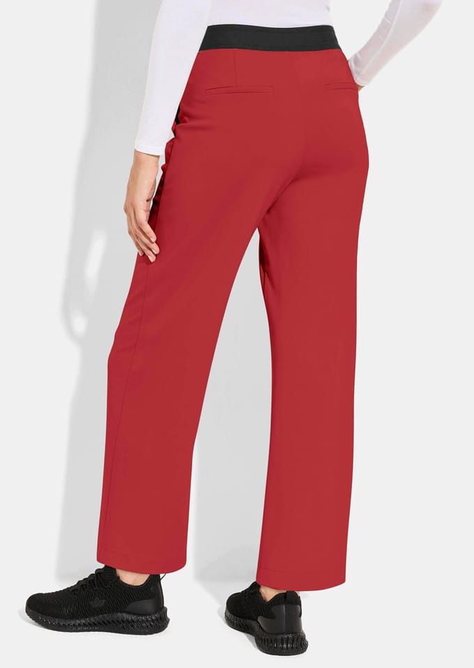Jersey vrijetijdsbroek met biesjes - rood - Gr. 48 van Goldner Fashion